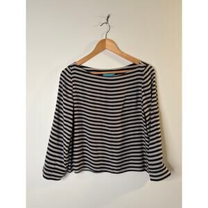 Alice + Olivia Black and White Striped Silk Blouse